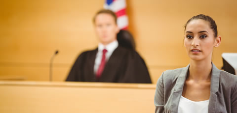 woman in courtroom