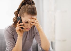 Debt Collectors Stressed Girl On Phone
